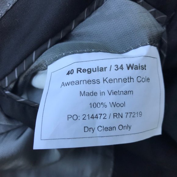 Kenneth Cole Men Blazer Black Wool Slim Fit Sport - Picture 8 of 8